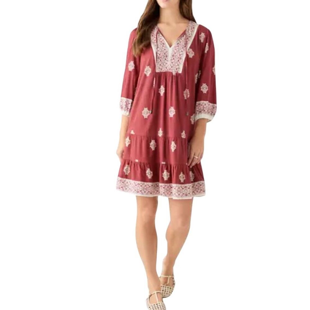 Lucky Brand MEDIUM Peasant Mini Dress  Prairie Cottagecore Boho Festival M